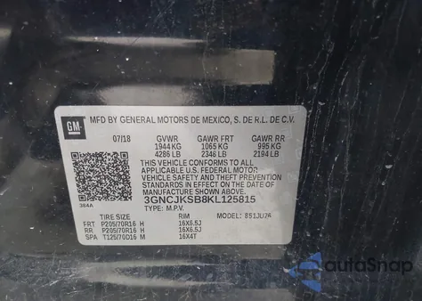 2019 Chevrolet Trax Ls from USA, damaged, VIN 3GNCJKSB8KL125815